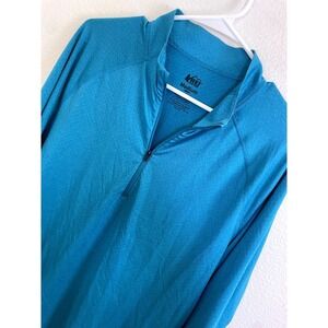 REI Co Op Mens Medium Blue Quarter Zip Long Sleeve Base Layer Shirt Top